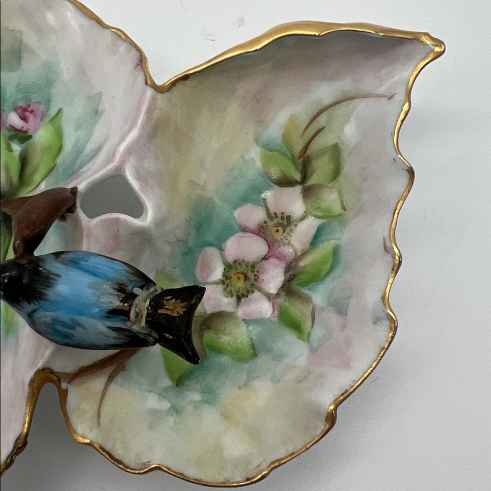 Vintage M.C.E. Peterson Signed Hand-Painted Lusterware Floral Porcelain Dish - Picture 5 of 9